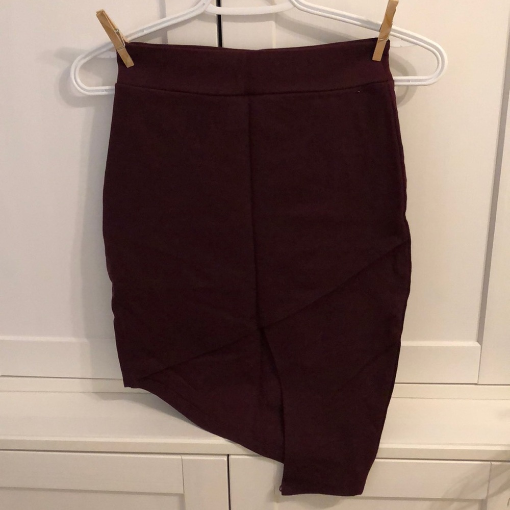 Asymmetrical burgundy skirt